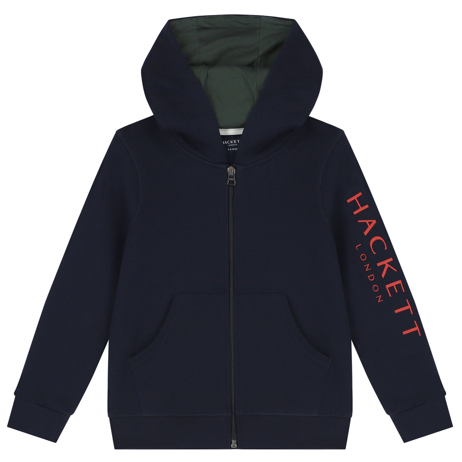 Boys Navy Blue Logo Hooded Zip Up Top, 1, hi-res image number null