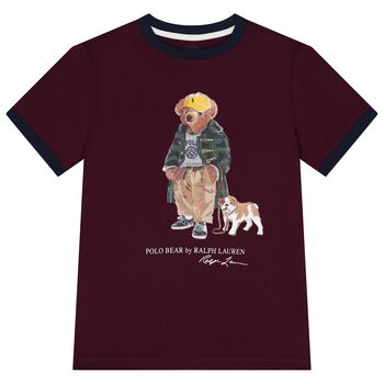 Ralph Lauren Boys Burgundy Polo Bear T-Shirt, 1 Boys Burgundy Polo Bear T-Shirt