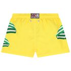 Boys Yellow Logo Swim Shorts, 1, hi-res