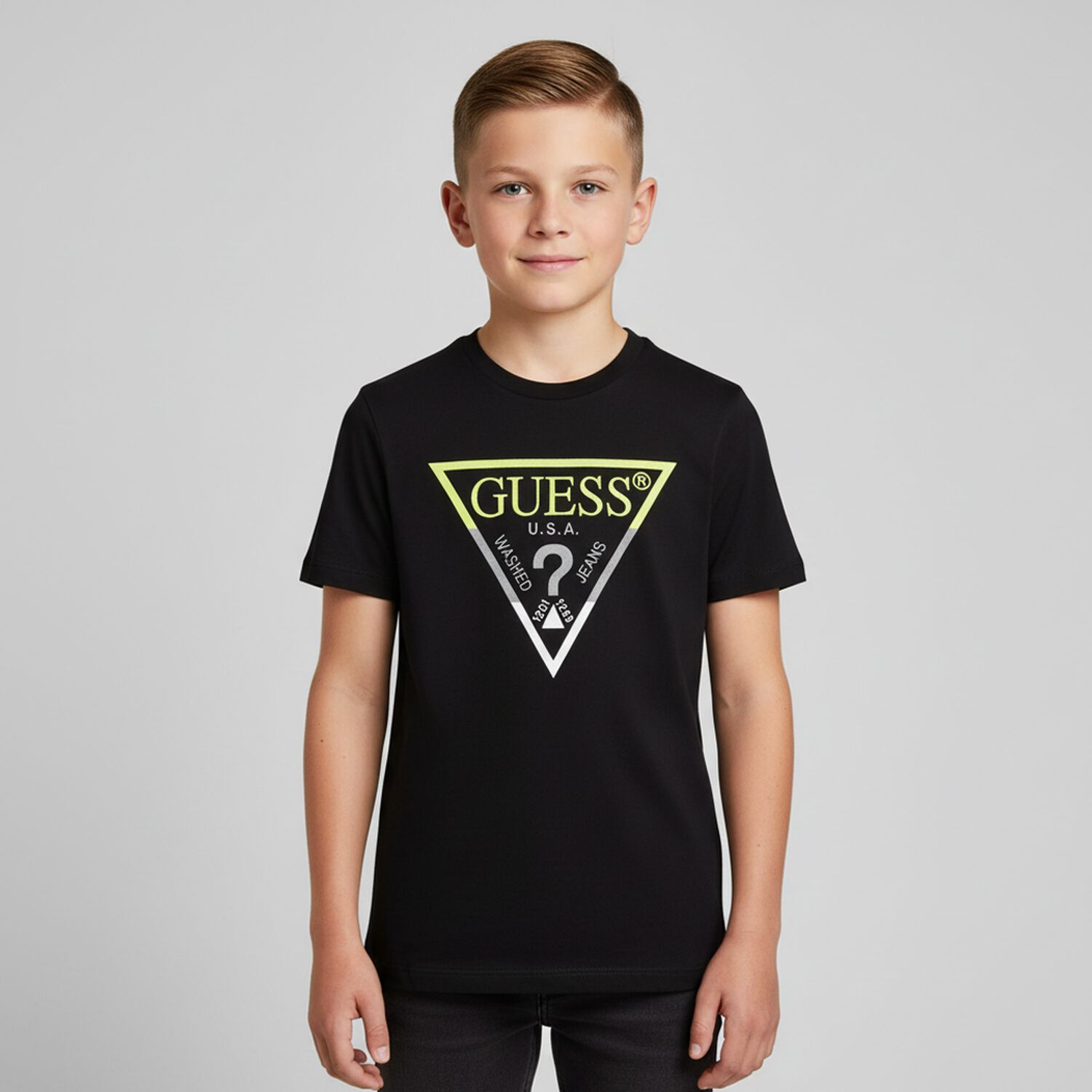 Boys Black Logo T-Shirt, 4, hi-res