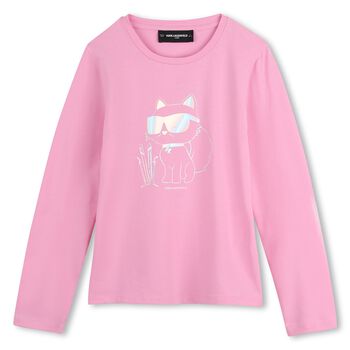 Girls Pink Choupette Long Sleeve Top