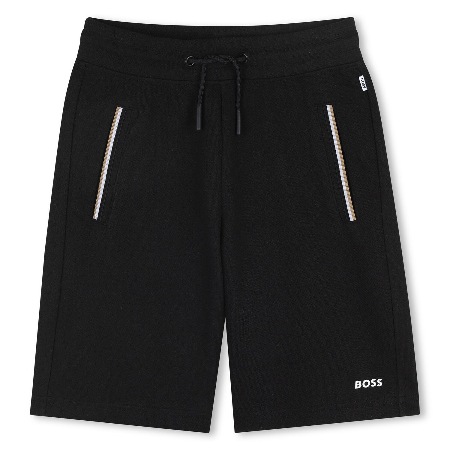 Boys Black Logo Shorts, 1, hi-res