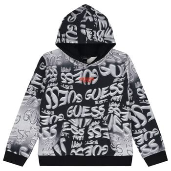 Boys Black & Grey Logo Hooded Top
