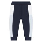 Younger Boys Navy Blue, Blue & White Joggers, 3, hi-res