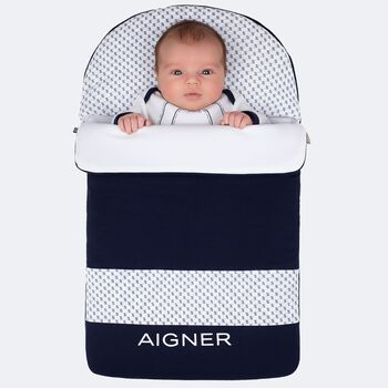 Baby Boys Navy Blue & White Logo Nest