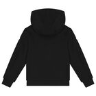 Girls Black Logo Hooded Top, 1, hi-res