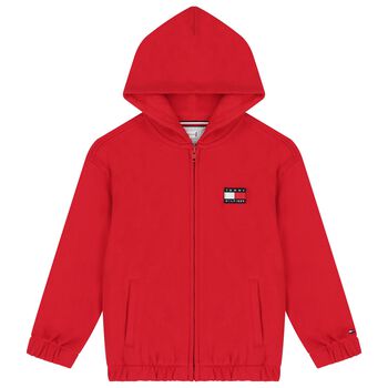 Boys Red Logo Zip Up Top