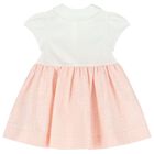 Baby Girls White & Pink FF Logo Dress, 1, hi-res