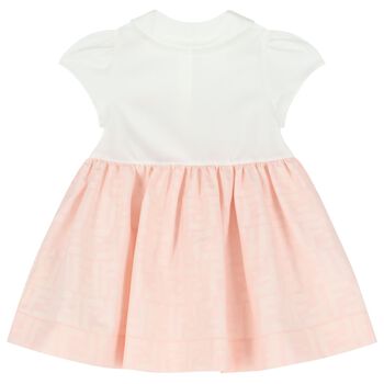 Baby Girls White & Pink FF Logo Dress