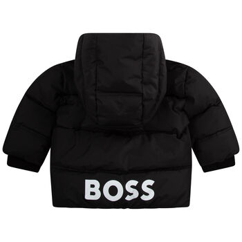 Younger Boys Black Logo Puffer Jacket