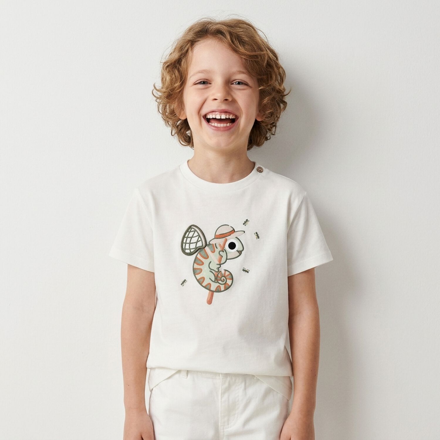 Younger Boys Ivory T-Shirt, 1, hi-res