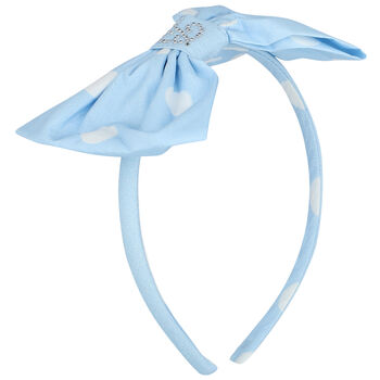 Girls Blue & White Spotted Bow Hairband