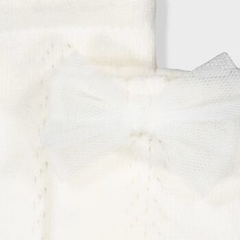 Younger Girls White Bow Knitted Socks