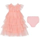 Younger Girls Pink Embellished Tulle Dress, 1, hi-res