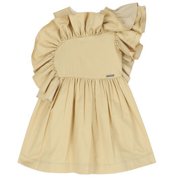 Girls Gold Ruffle Dress