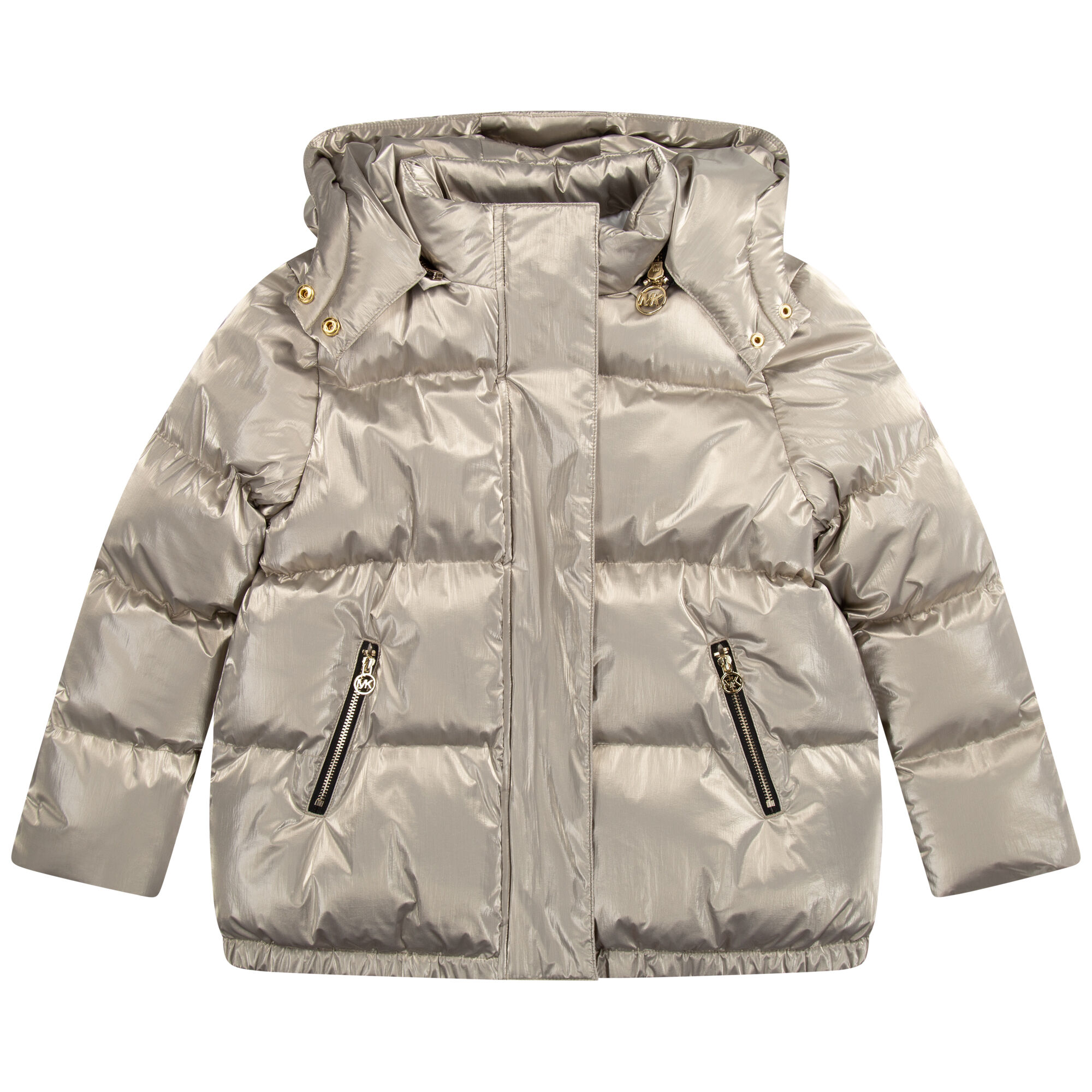 MICHAEL KORS Girls Gold Logo Puffer Jacket Junior Couture USA