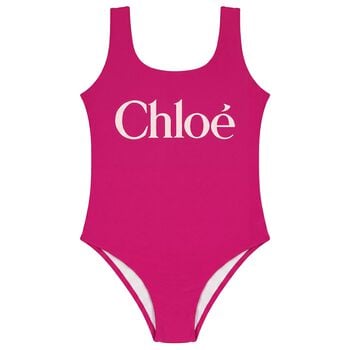 Girls Mini Me Pink Logo Swimsuit