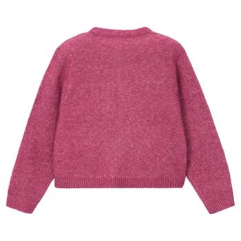 Girls Pink Bow Knitted Cardigan 