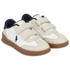 Boys White & Beige Logo Trainers, 1, hi-res
