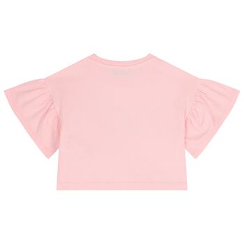 Girls Pink Teddy Bear Logo T-Shirt