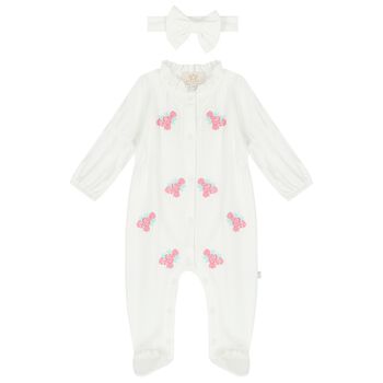 Baby Girls Ivory Roses Babygrow Set