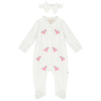 Baby Girls Ivory Roses Babygrow Set