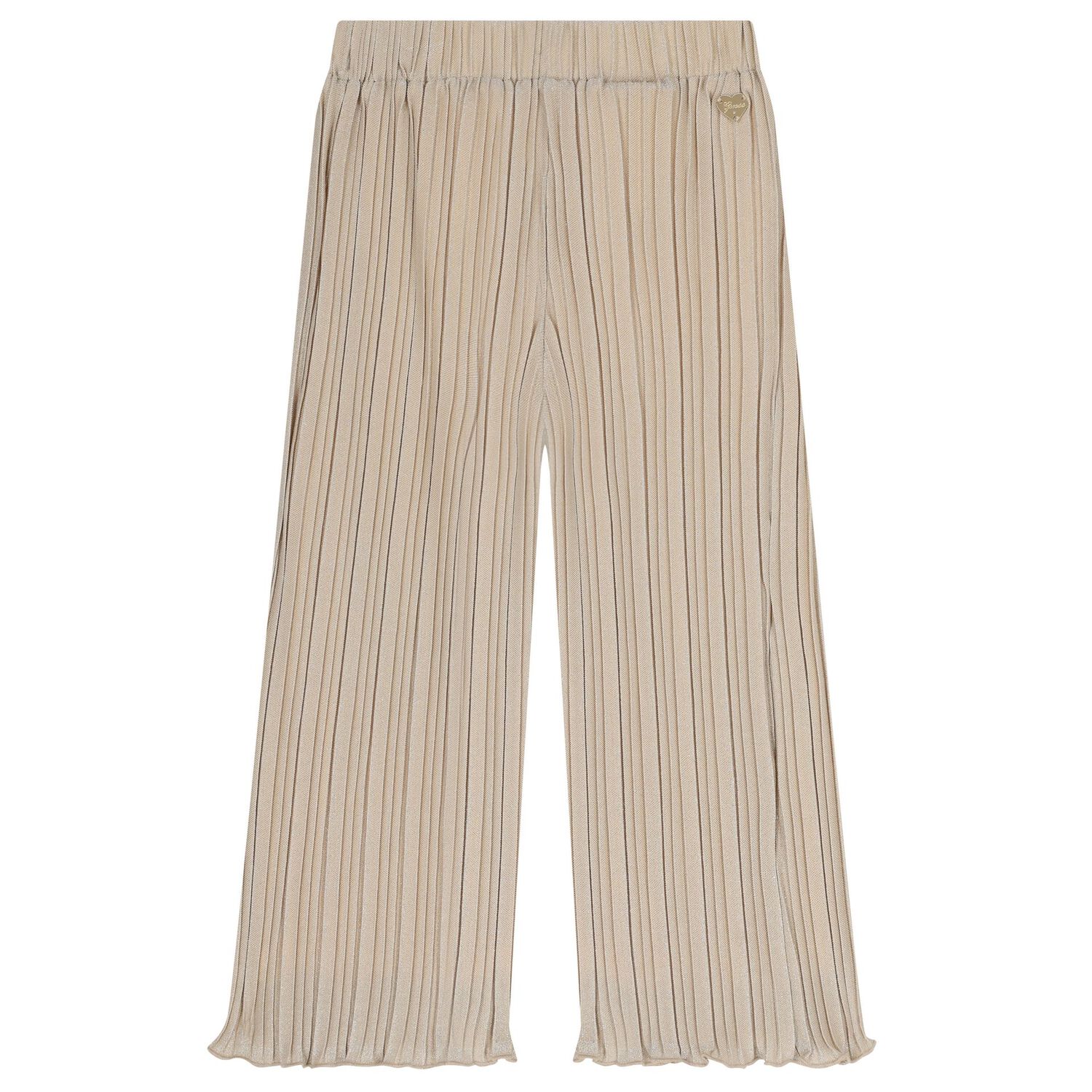 Girls Beige & Silver Trousers Set, 1, hi-res