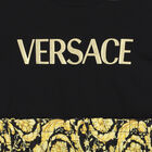 Girls Black & Gold Barocco Logo Dress, 1, hi-res