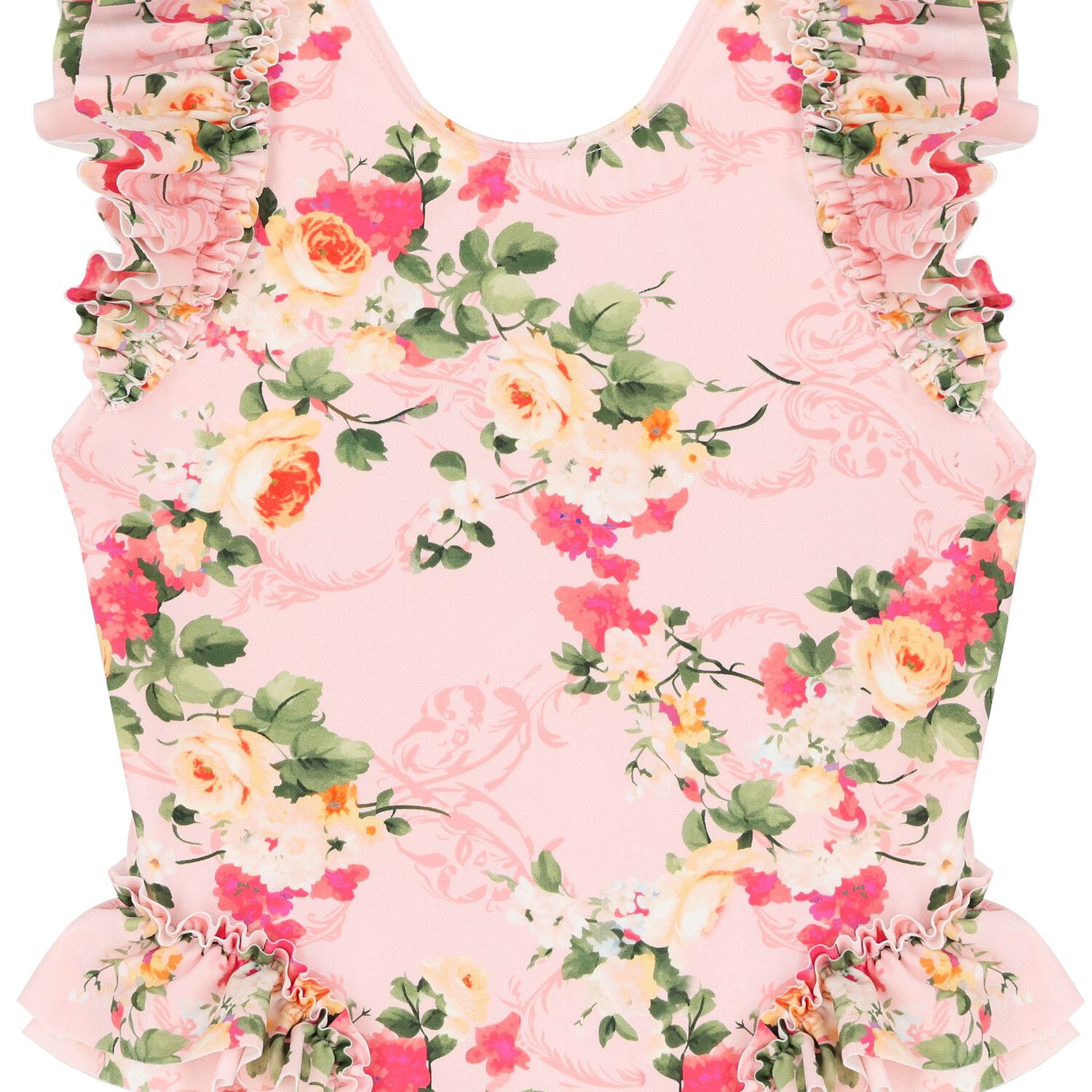 Girls Pink Floral Swimsuit, 1, hi-res image number null