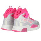 Girls Silver & Pink Faux Leather Trainers, 1, hi-res