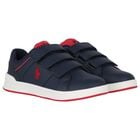 Boys Navy Blue & Red Logo Trainers, 1, hi-res