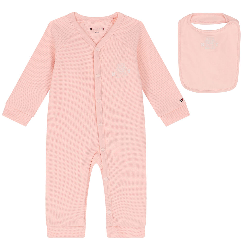 Du bliver bedre det kan Mitt Tommy Hilfiger Baby Girls Pink Logo Babygrow Gift Set | Junior Couture USA