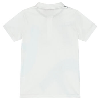 Boys White Logo Polo Shirt
