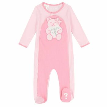 Baby Girls Pink Teddy Babygrow