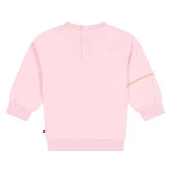 Younger Girls Pink & Gold Chain Logo Sweatshirt