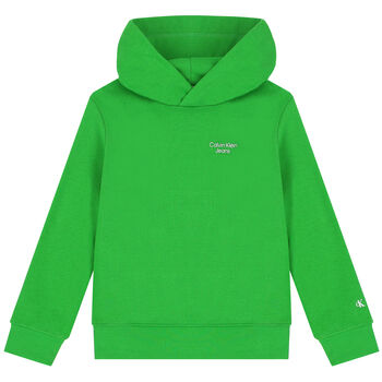 Boys Green Logo Hooded Top