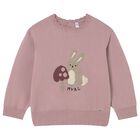 Younger Girls Pink Bunny Jumper, 1, hi-res