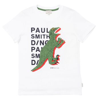 Boys White Dinosaur T-Shirt