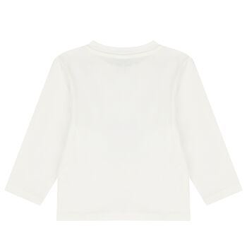 Girls White Printed Long Sleeve Top