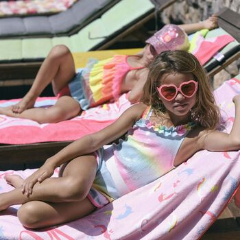 Girls Multicolored Frilled Swimsuit
