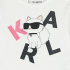 Younger Girls White Choupette Long Sleeve Top, 1, hi-res