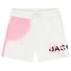 Girls White & Pink Logo Shorts, 1, hi-res