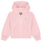 Girls Pink Bokeh Flower Logo Hooded Zip Up Top, 1, hi-res