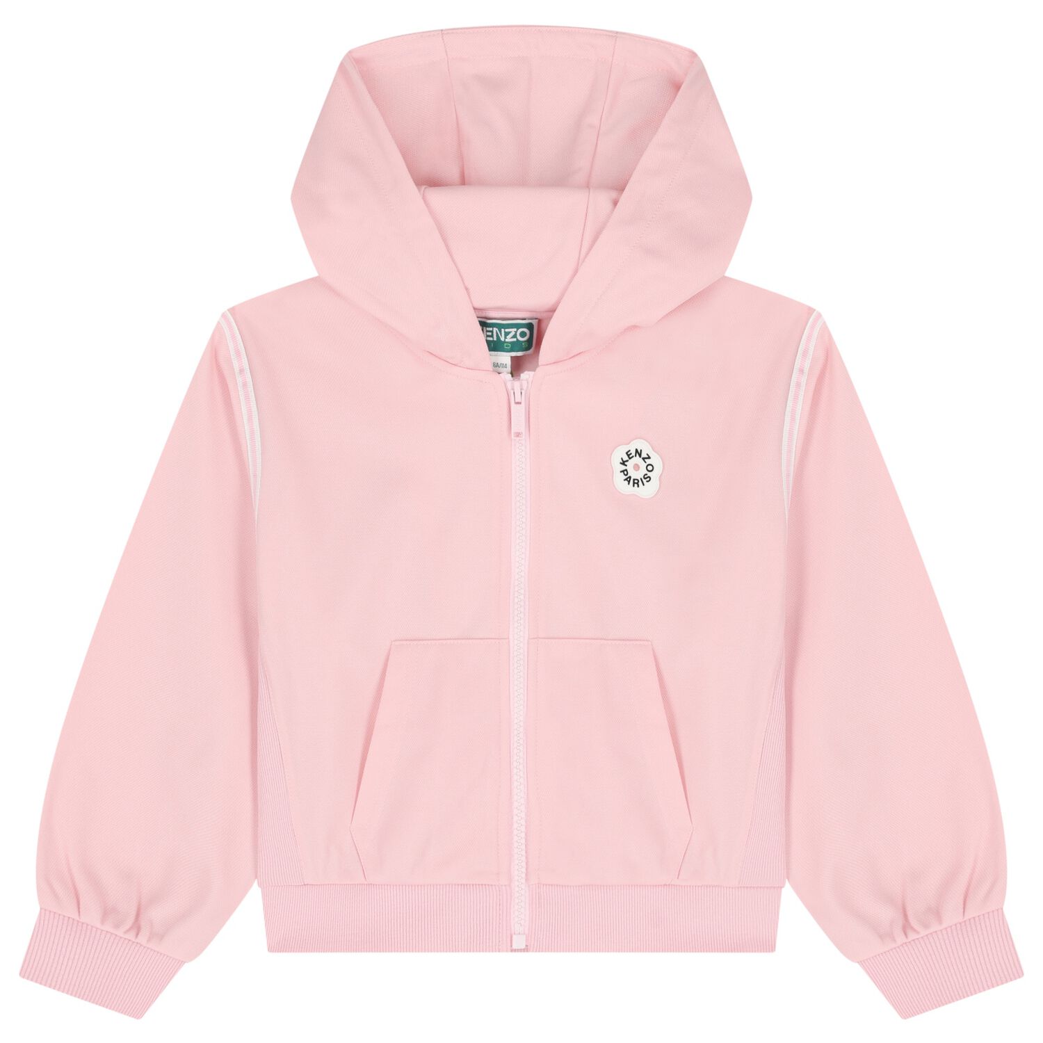 Girls Pink Bokeh Flower Logo Hooded Zip Up Top, 1, hi-res