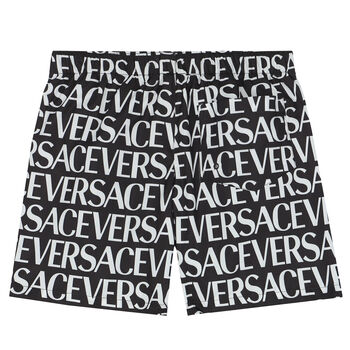 Boys Black Logo Swim Shorts