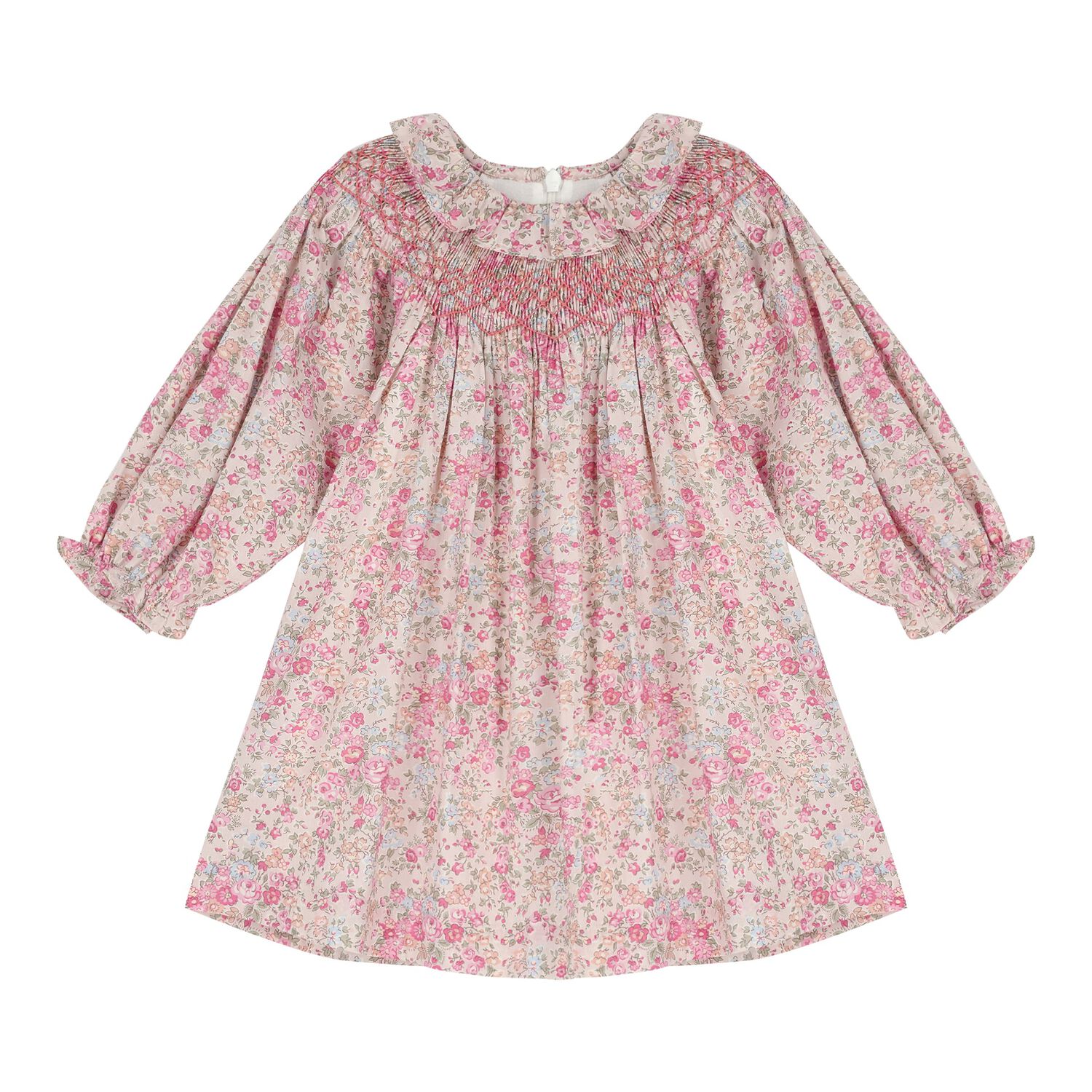 Baby Girls Pink Liberty Floral Dress, 1, hi-res image number null