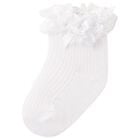 Baby Girls White Lace Socks , 4, hi-res