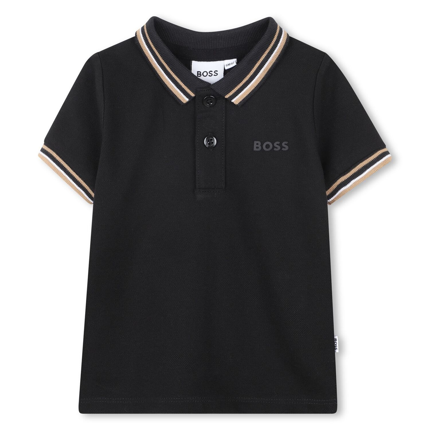 Younger Boys Black Logo Polo Shirt, 1, hi-res image number null