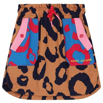 Girls Beige Leopard Skirt