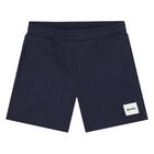 Younger Boys Navy Blue Logo Shorts, 1, hi-res